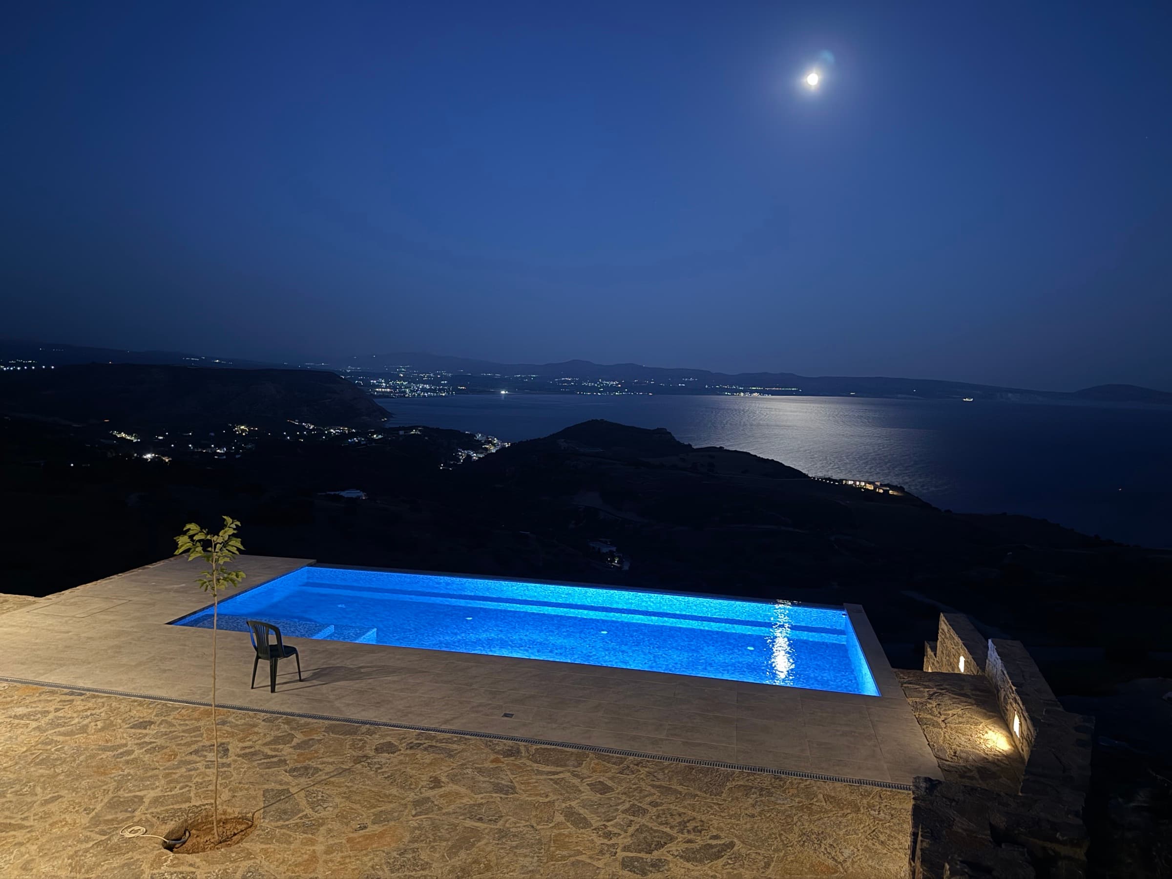 Moonlight over the Libyan Sea beyond the infinity pool